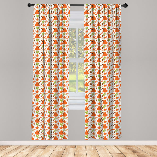 Fox Lightweight Curtains for Window Decor Microfiber 2 Panel Set for Living Room & Bedroom