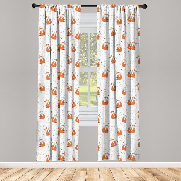 Fox Lightweight Curtains for Window Decor Microfiber 2 Panel Set for Living Room & Bedroom