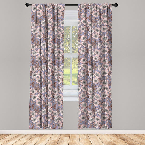 Vintage Lightweight Curtains for Window Decor Microfiber 2 Panel Set for Living Room & Bedroom