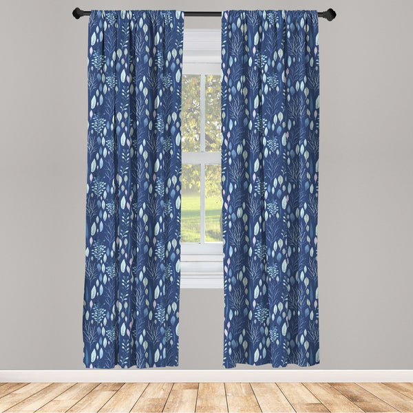 Blue Lightweight Curtains for Window Decor Microfiber 2 Panel Set for Living Room & Bedroom