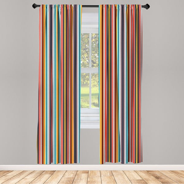 Ethnic Lightweight Curtains for Window Decor Microfiber 2 Panel Set for Living Room & Bedroom