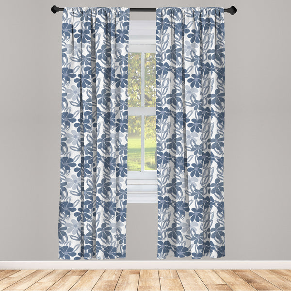 Floral Lightweight Curtains for Window Decor Microfiber 2 Panel Set for Living Room & Bedroom