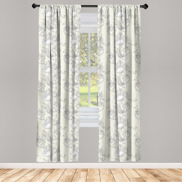 Art Nouveau Lightweight Curtains for Window Decor Microfiber 2 Panel Set for Living Room & Bedroom