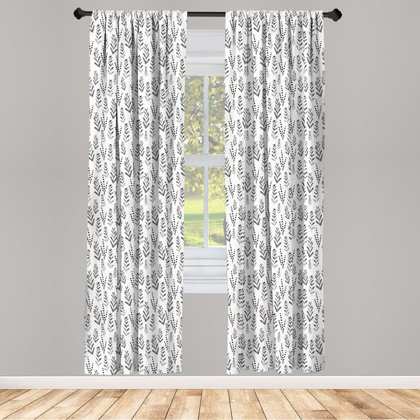 Floral Lightweight Curtains for Window Decor Microfiber 2 Panel Set for Living Room & Bedroom