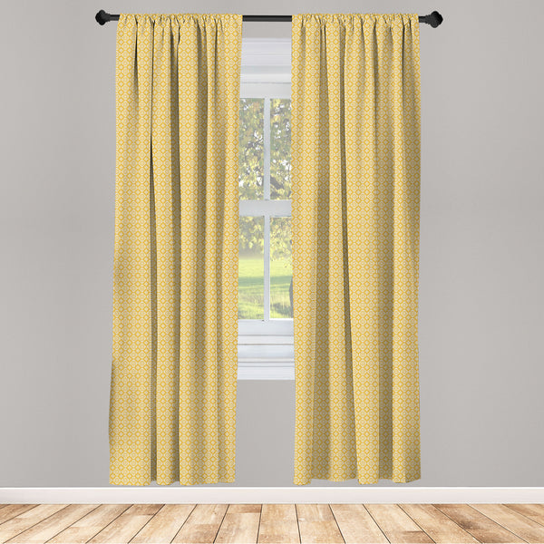 Vintage Yellow Lightweight Curtains for Window Decor Microfiber 2 Panel Set for Living Room & Bedroom