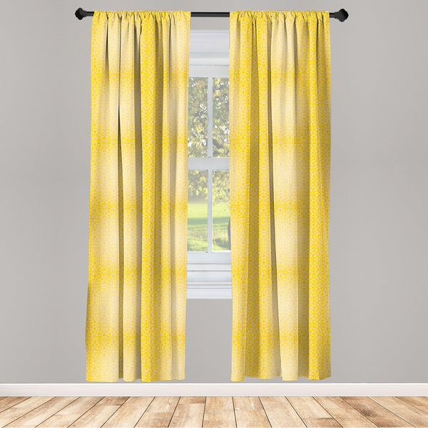 Vintage Yellow Lightweight Curtains for Window Decor Microfiber 2 Panel Set for Living Room & Bedroom