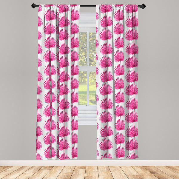 Pink and White Lightweight Curtains for Window Decor Microfiber 2 Panel Set for Living Room & Bedroom