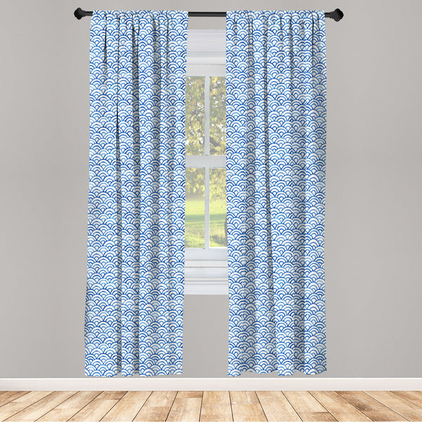 Fish Scale Lightweight Curtains for Window Decor Microfiber 2 Panel Set for Living Room & Bedroom