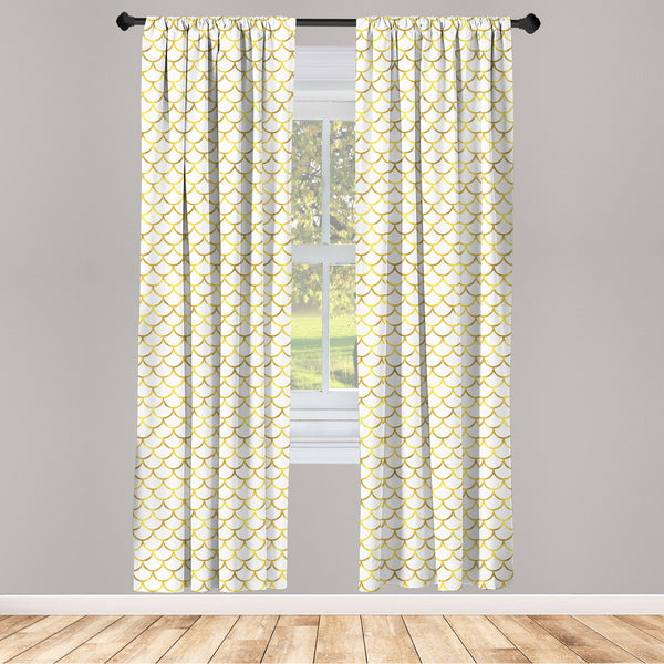 Fish Scale Lightweight Curtains for Window Decor Microfiber 2 Panel Set for Living Room & Bedroom