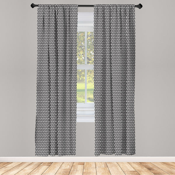 Black and White Lightweight Curtains for Window Decor Microfiber 2 Panel Set for Living Room & Bedroom