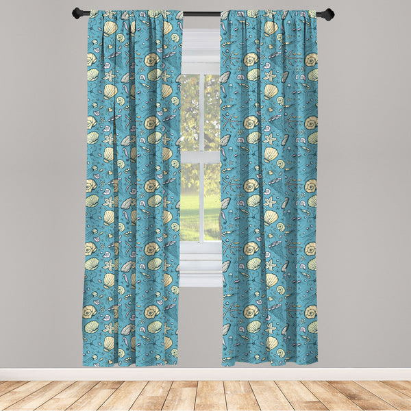 Under the Sea Lightweight Curtains for Window Decor Microfiber 2 Panel Set for Living Room & Bedroom