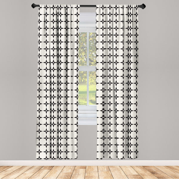 Geometric Lightweight Curtains for Window Decor Microfiber 2 Panel Set for Living Room & Bedroom