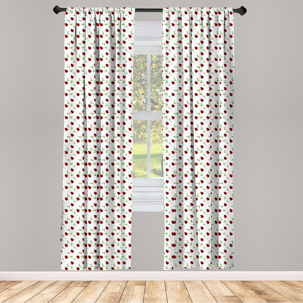 Ladybug Lightweight Curtains for Window Decor Microfiber 2 Panel Set for Living Room & Bedroom