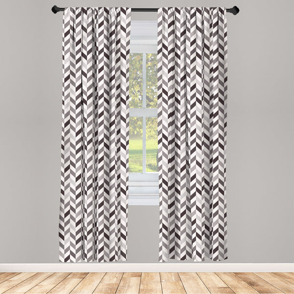 Chevron Lightweight Curtains for Window Decor Microfiber 2 Panel Set for Living Room & Bedroom