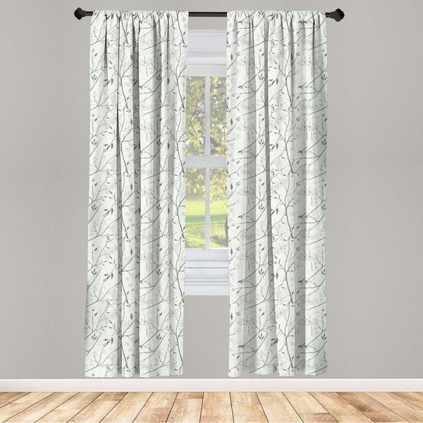 Floral Lightweight Curtains for Window Decor Microfiber 2 Panel Set for Living Room & Bedroom