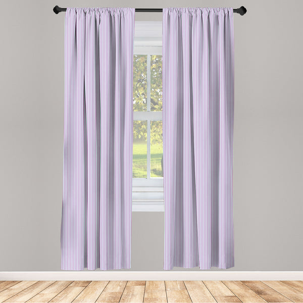 Pinstripe Lightweight Curtains for Window Decor Microfiber 2 Panel Set for Living Room & Bedroom