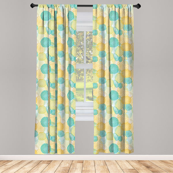 Abstract Lightweight Curtains for Window Decor Microfiber 2 Panel Set for Living Room & Bedroom