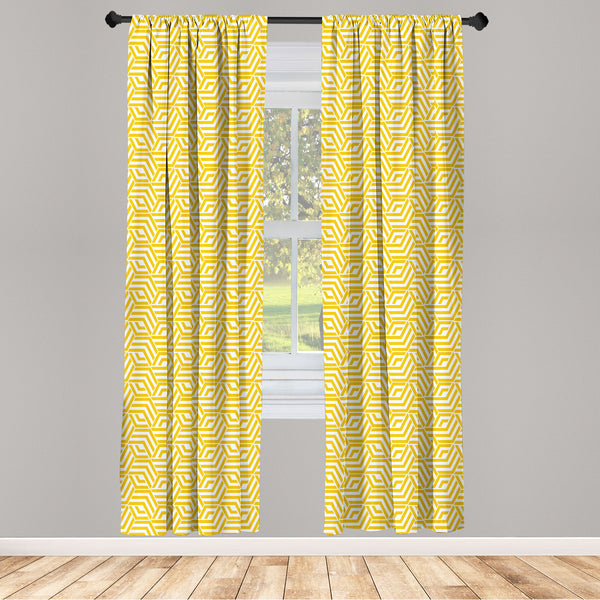 Lattice Lightweight Curtains for Window Decor Microfiber 2 Panel Set for Living Room & Bedroom