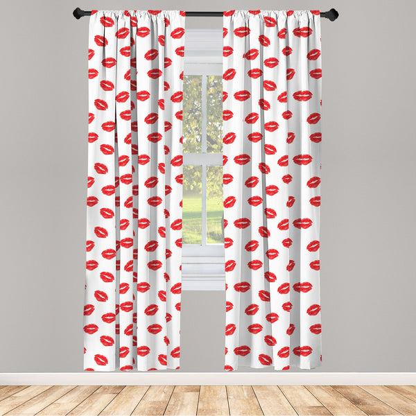 Lips Lightweight Curtains for Window Decor Microfiber 2 Panel Set for Living Room & Bedroom