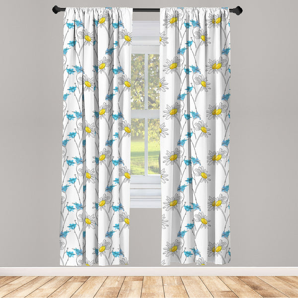 Flower Lightweight Curtains for Window Decor Microfiber 2 Panel Set for Living Room & Bedroom