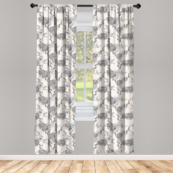 Dahlia Lightweight Curtains for Window Decor Microfiber 2 Panel Set for Living Room & Bedroom