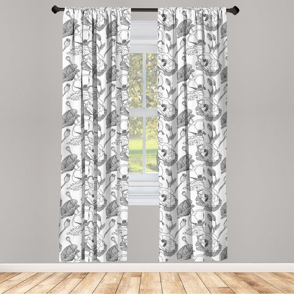 Botanical Lightweight Curtains for Window Decor Microfiber 2 Panel Set for Living Room & Bedroom