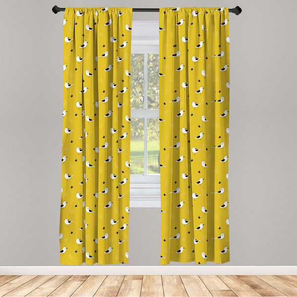 Bird Lightweight Curtains for Window Decor Microfiber 2 Panel Set for Living Room & Bedroom