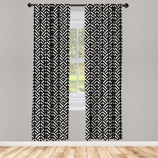 Black and White Lightweight Curtains for Window Decor Microfiber 2 Panel Set for Living Room & Bedroom