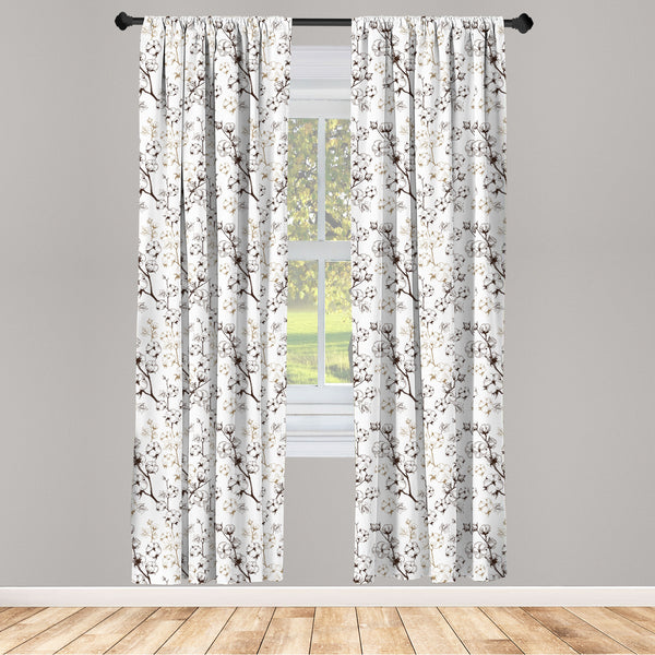 Botanical Lightweight Curtains for Window Decor Microfiber 2 Panel Set for Living Room & Bedroom