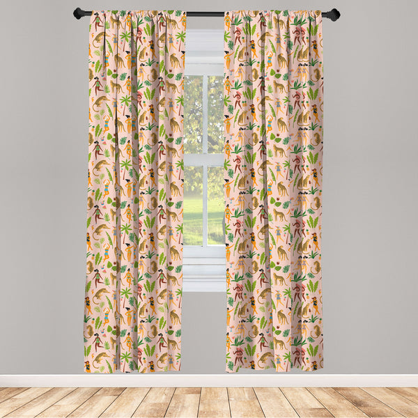 Leopard Lightweight Curtains for Window Decor Microfiber 2 Panel Set for Living Room & Bedroom