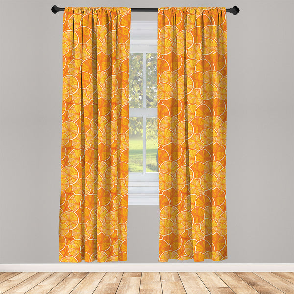 Tangerine Lightweight Curtains for Window Decor Microfiber 2 Panel Set for Living Room & Bedroom