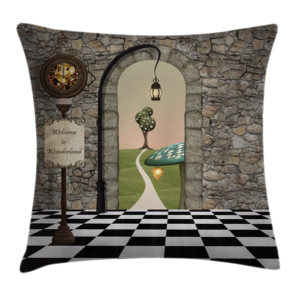 Alice in Wonderland Throw Pillow Cover Decorative Accent Cushion Pillow Case with HQ Printing