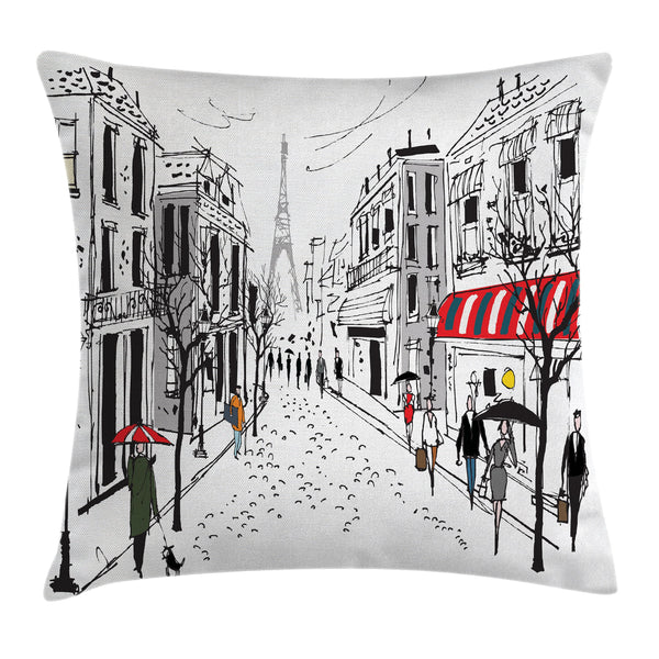 Paris Throw Pillow Cover Decorative Accent Cushion Pillow Case with HQ Printing