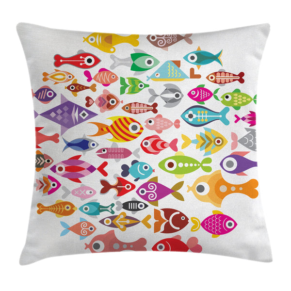 Fish Throw Pillow Cover Decorative Accent Cushion Pillow Case with HQ Printing