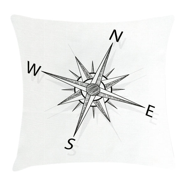 Compass Throw Pillow Cover Decorative Accent Cushion Pillow Case with HQ Printing