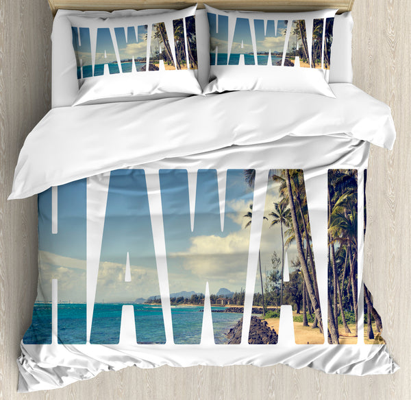 Hawaiian Duvet Cover Set Decorative Bedding Set with Pillow Sham