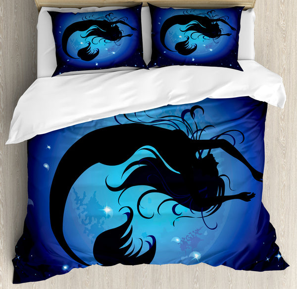 Mermaid Duvet Cover Set Decorative Bedding Set with Pillow Sham