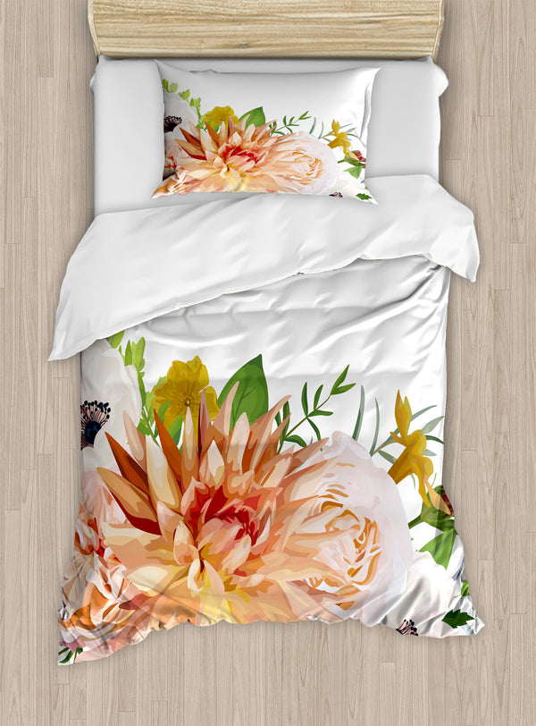 Anemone Flower Duvet Cover Set Decorative Bedding Set with Pillow Sham