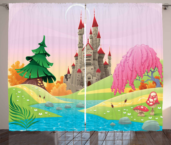 Cartoon Window Curtains 2 Panel Set for Bedroom and Living Room Decor