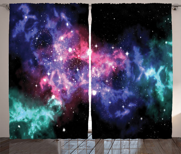 Outer Space Window Curtains 2 Panel Set for Bedroom and Living Room Decor