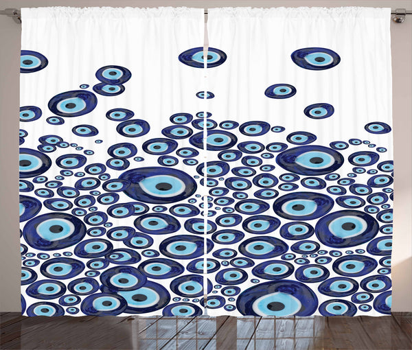 Evil Eye Window Curtains 2 Panel Set for Bedroom and Living Room Decor