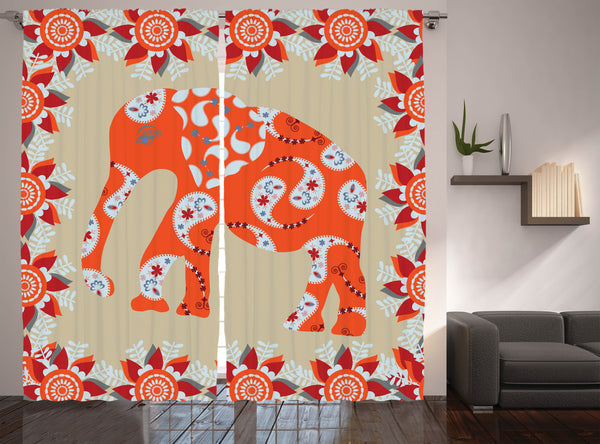 Animal Window Curtains 2 Panel Set for Bedroom and Living Room Decor