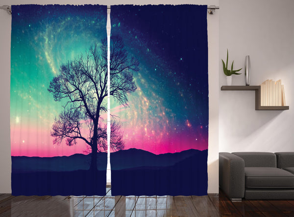 Galaxy Window Curtains 2 Panel Set for Bedroom and Living Room Decor