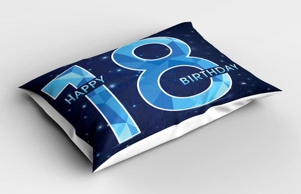 18th Birthday Printed Pillow Cover Decorative and Machine Washable Shams with Envelope Closure