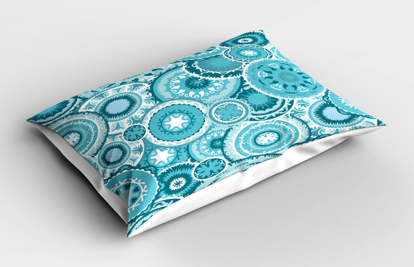 Aqua Printed Pillow Cover Decorative and Machine Washable Shams with Envelope Closure