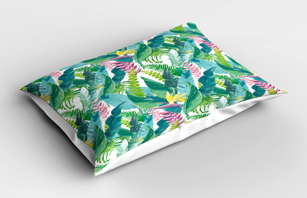 Leaf Printed Pillow Cover Decorative and Machine Washable Shams with Envelope Closure