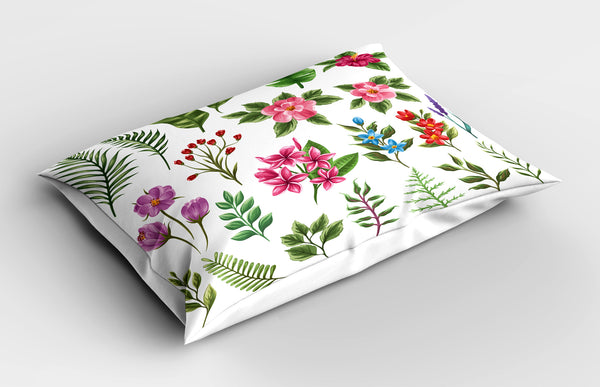 Plant Printed Pillow Cover Decorative and Machine Washable Shams with Envelope Closure