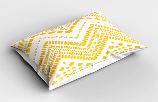 Yellow Chevron Printed Pillow Cover Decorative and Machine Washable Shams with Envelope Closure