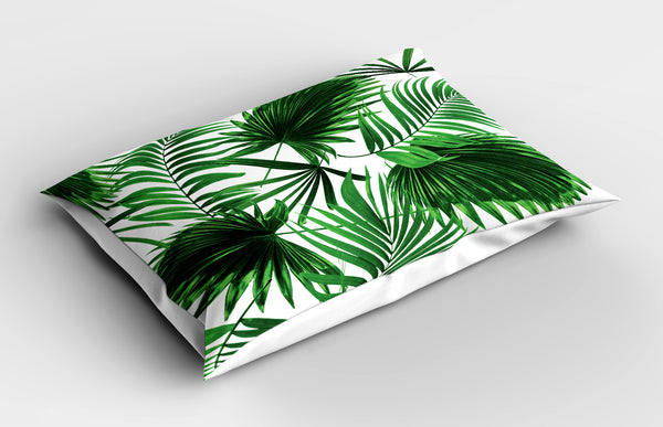 Palm Leaf Printed Pillow Cover Decorative and Machine Washable Shams with Envelope Closure