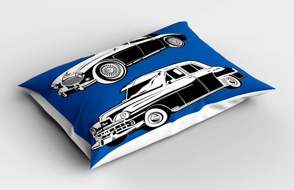 Cars Printed Pillow Cover Decorative and Machine Washable Shams with Envelope Closure